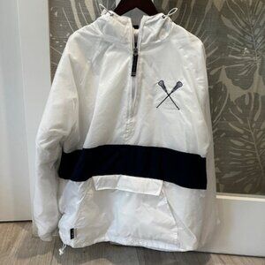 Women's Charles River White and Navy Blue Lacrosse Classic Hooded Pullover, S